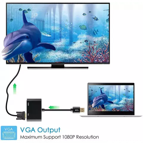 تبدیل USB به HDMI و VGA وی نت