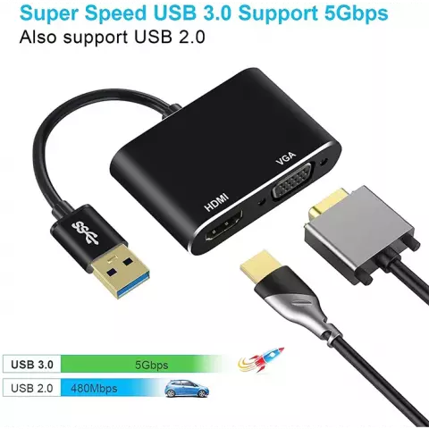 تبدیل USB به HDMI و VGA وی نت